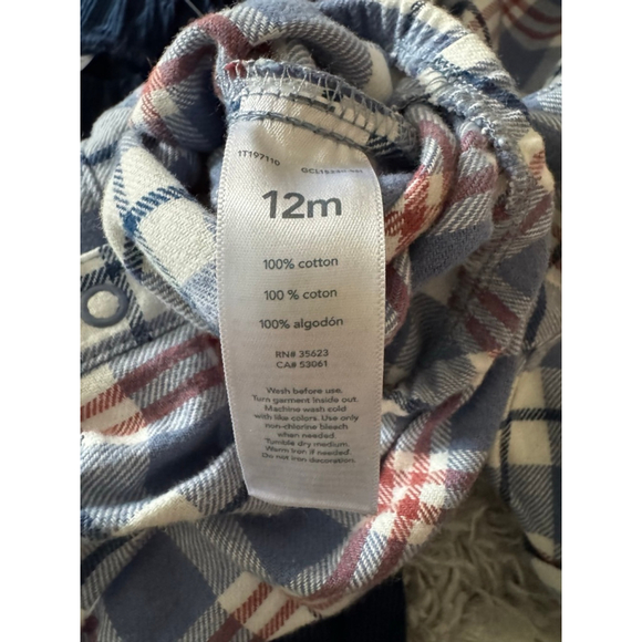 Carters Just One You Baby Boys Two Piece Flannel/Cord Pant Set NWT Sz 12 Months - Picture 7 of 9